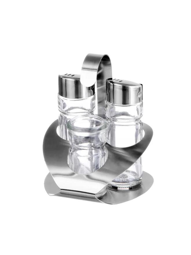 كويزين أرت Cuisine Art 3-Piece Soda Lime Glass Cruet Set with Stand
